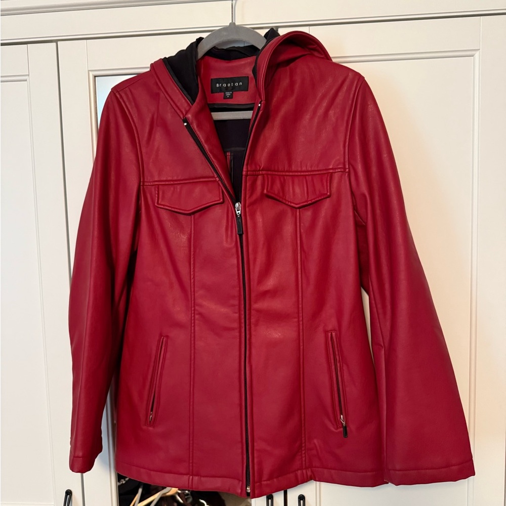 Women's Red Pleather Jacket Size M